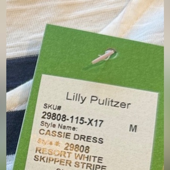 Lilly Pulitzer Cassie Resort Navy White Stripe Mini Dress Medium NWT - Picture 8 of 8